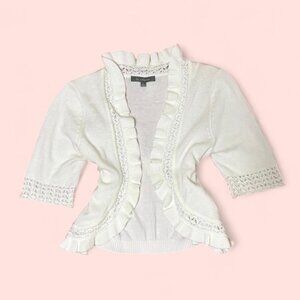 ruffle cardigan with lace detailing